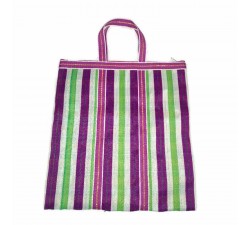 Tote bags Simple Zip tote in White squares and green and fucsia stripes Babachic by Moodywood