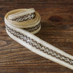 Braid Velvet ribbon - Beige - 35 mm