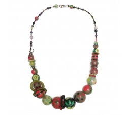Mid-short necklace green/red - Winter nights