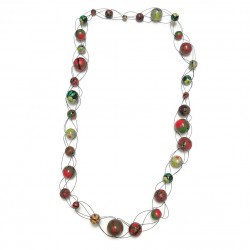 Collier long maille rouge/vert - Winter nights